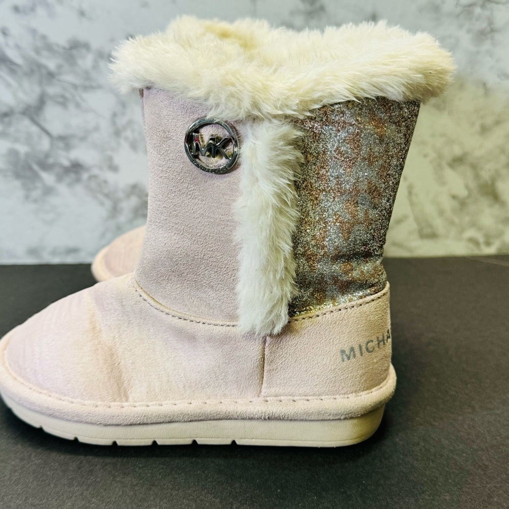 Michael Kors Girls Faux Fur Suede Boot Pink Multi Toddler Girl’s Size 7